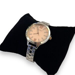 Caravelle New York Pink And Silver Toned Ladies Watch